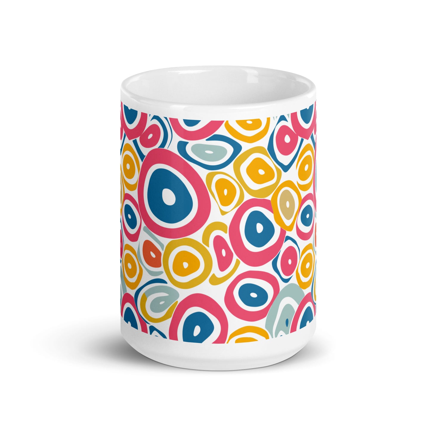 Colorful Hoops Pattern: Embrace the Vibrancy! - White glossy mug