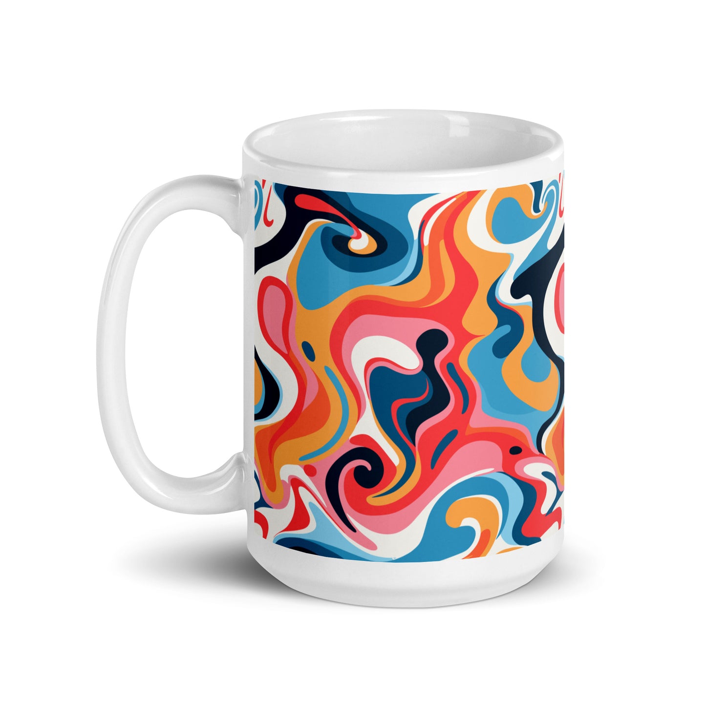 Retro Swirl Pattern - White glossy mug