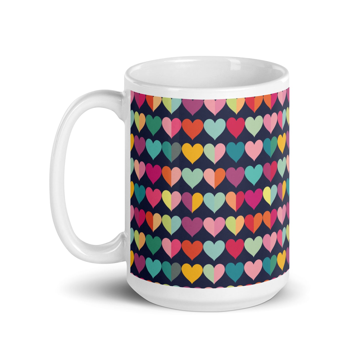 Rainbow Hearts - White glossy mug