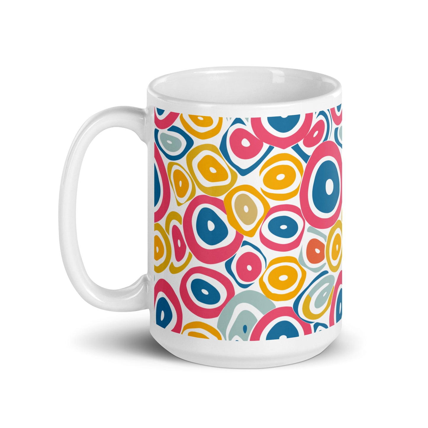 Colorful Hoops Pattern: Embrace the Vibrancy! - White glossy mug