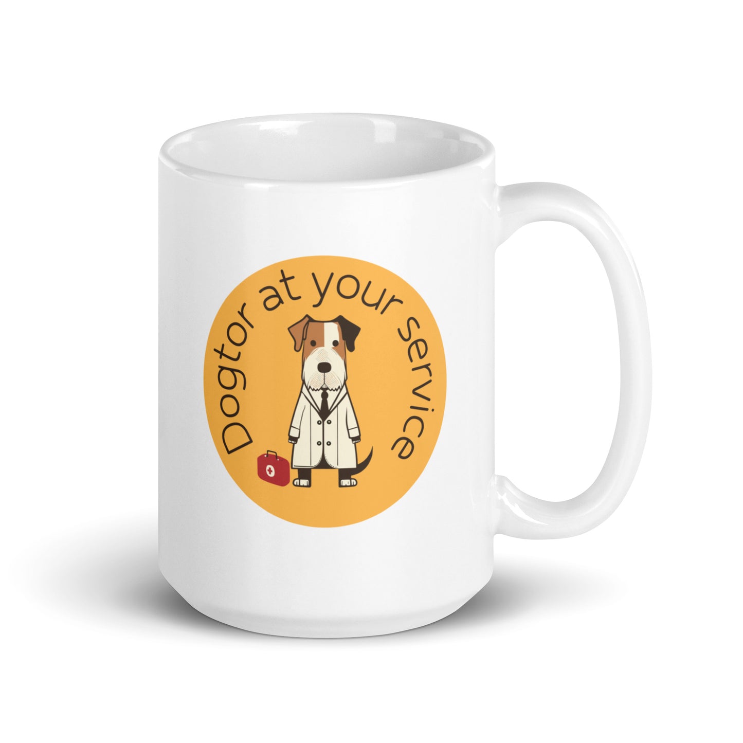 Dogtor at Your Service - White glossy mug