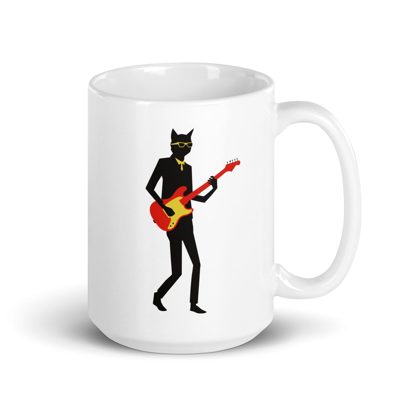 Cat Guitarist,Cool Cat Art, Minimalist Design,music lover, graphic tee, cool mug, mug, gift, gift for him