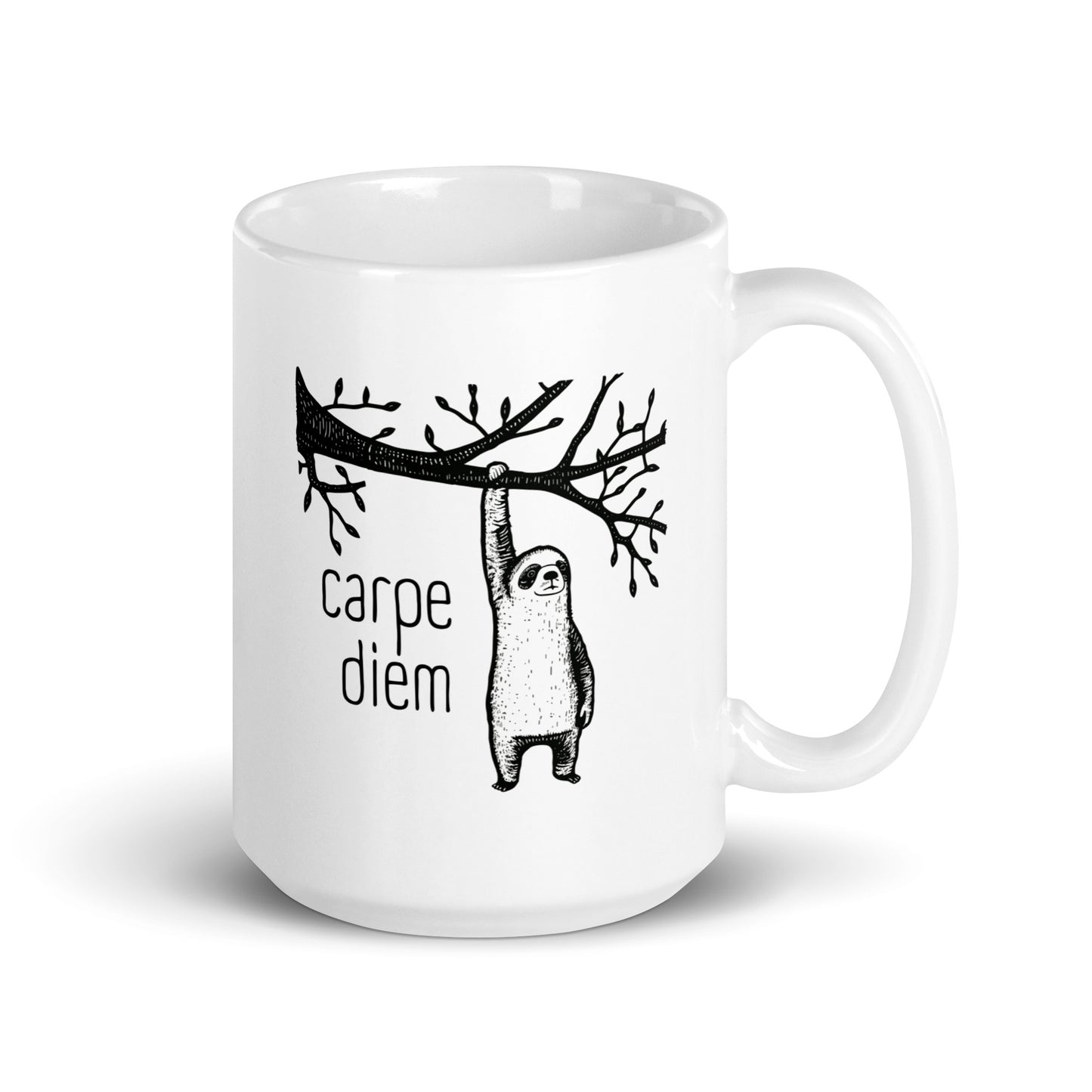 Carpe Diem - White glossy mug - funny Sloth