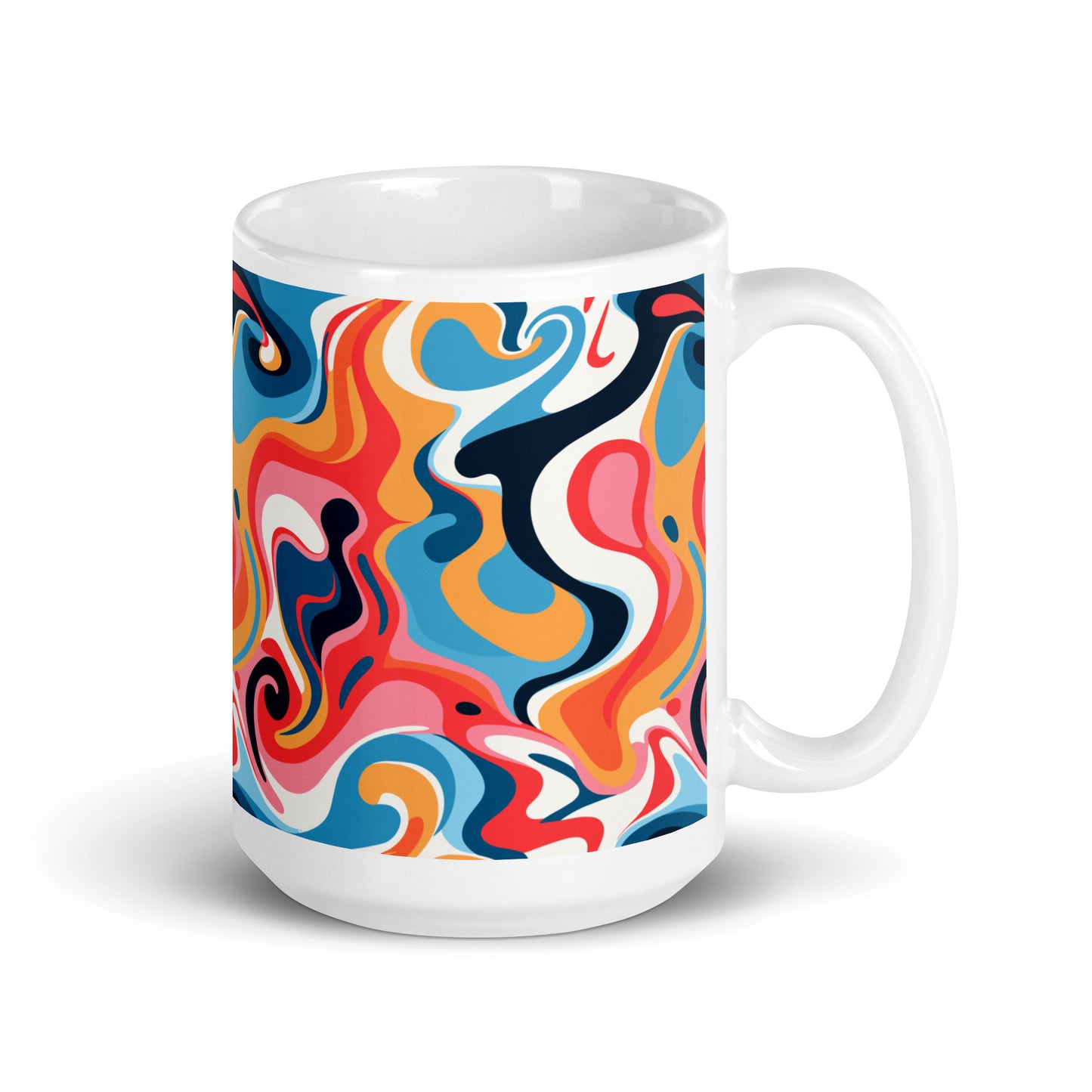 Retro Swirl Pattern - White glossy mug