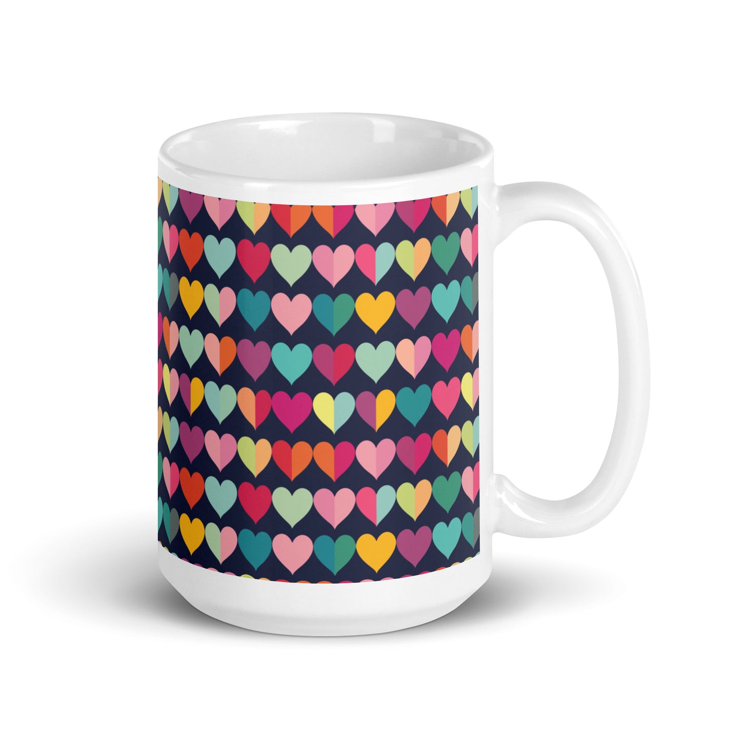 Rainbow Hearts - White glossy mug