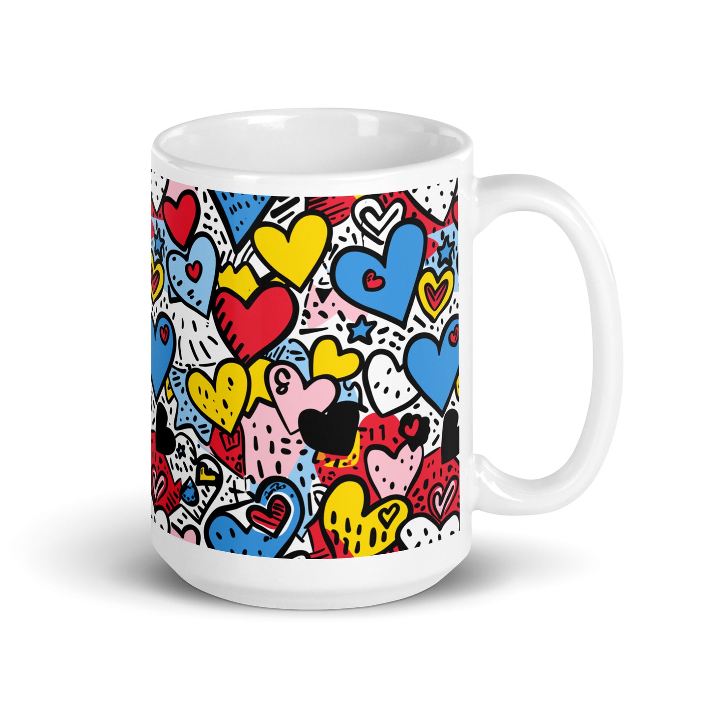 Pop Hearts - White glossy mug - Pop art hearts pattern