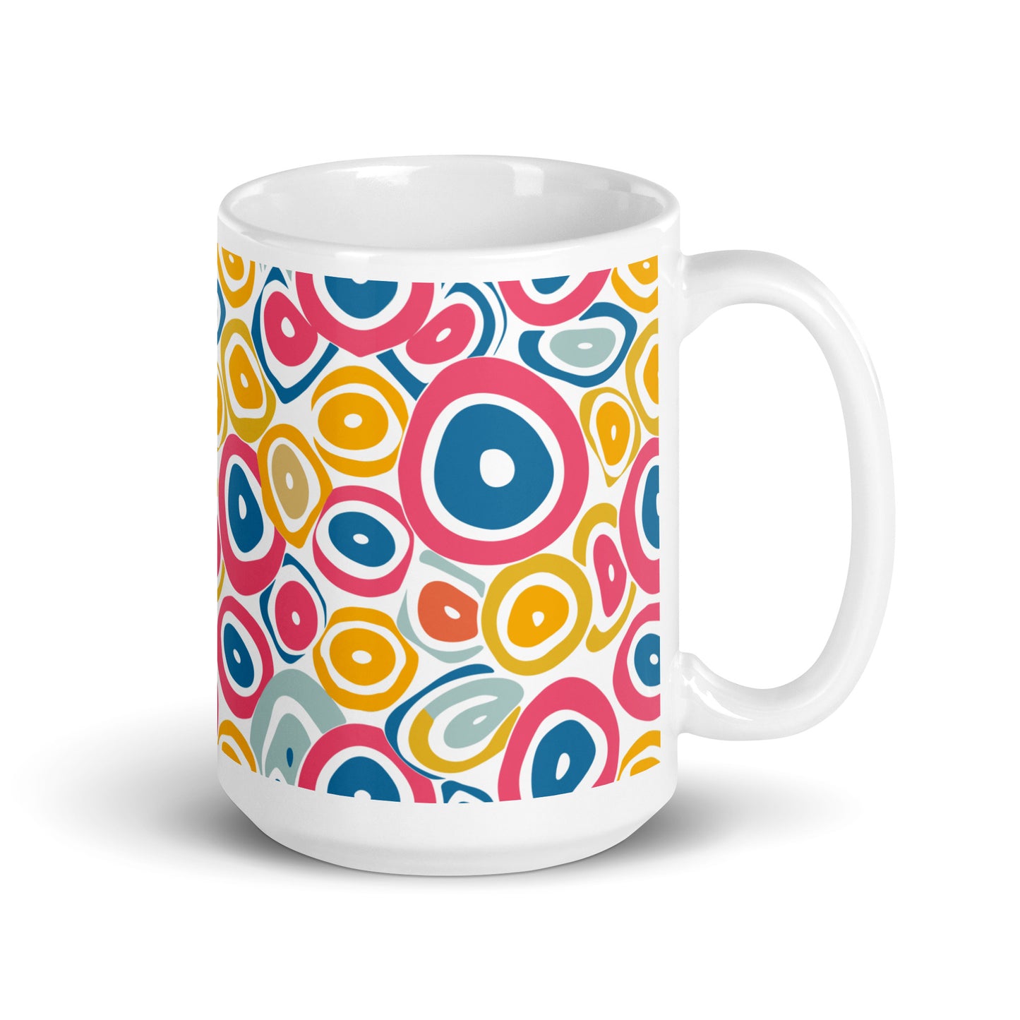 Colorful Hoops Pattern: Embrace the Vibrancy! - White glossy mug