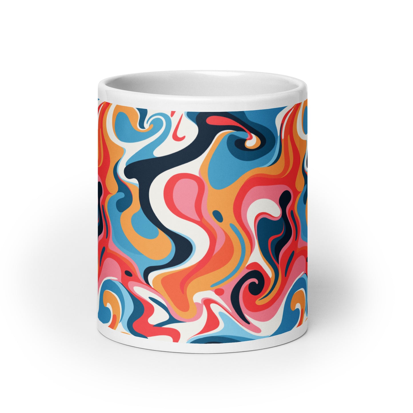 Retro Swirl Pattern - White glossy mug