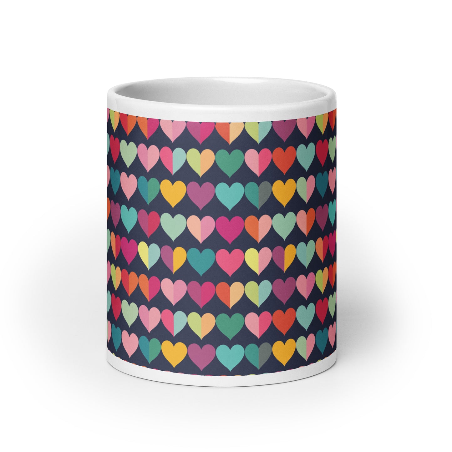 Rainbow Hearts - White glossy mug