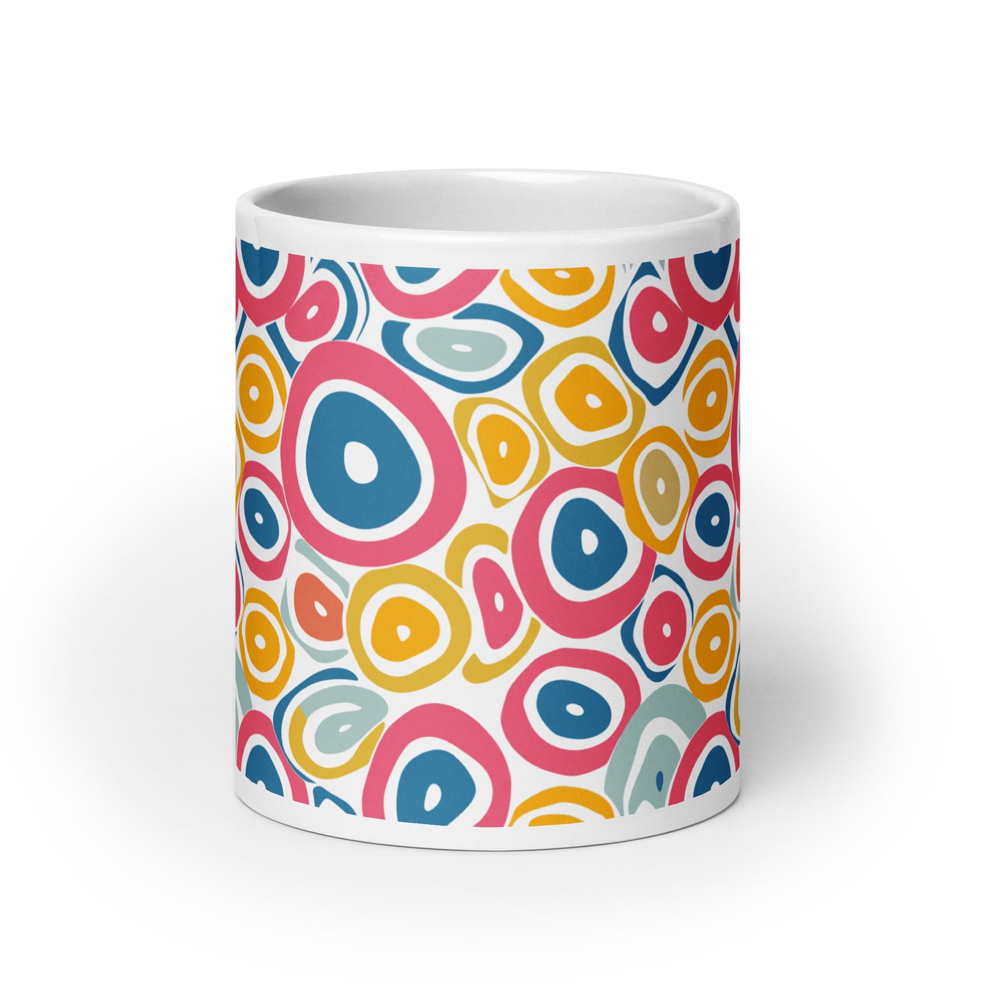 Colorful Hoops Pattern: Embrace the Vibrancy! - White glossy mug