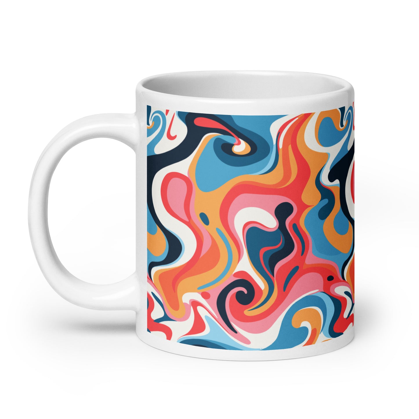 Retro Swirl Pattern - White glossy mug