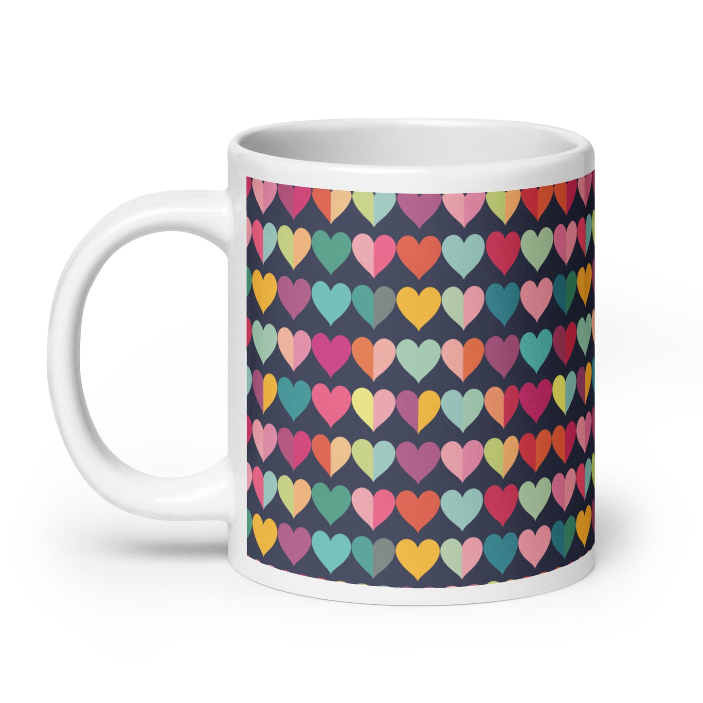 Rainbow Hearts - White glossy mug