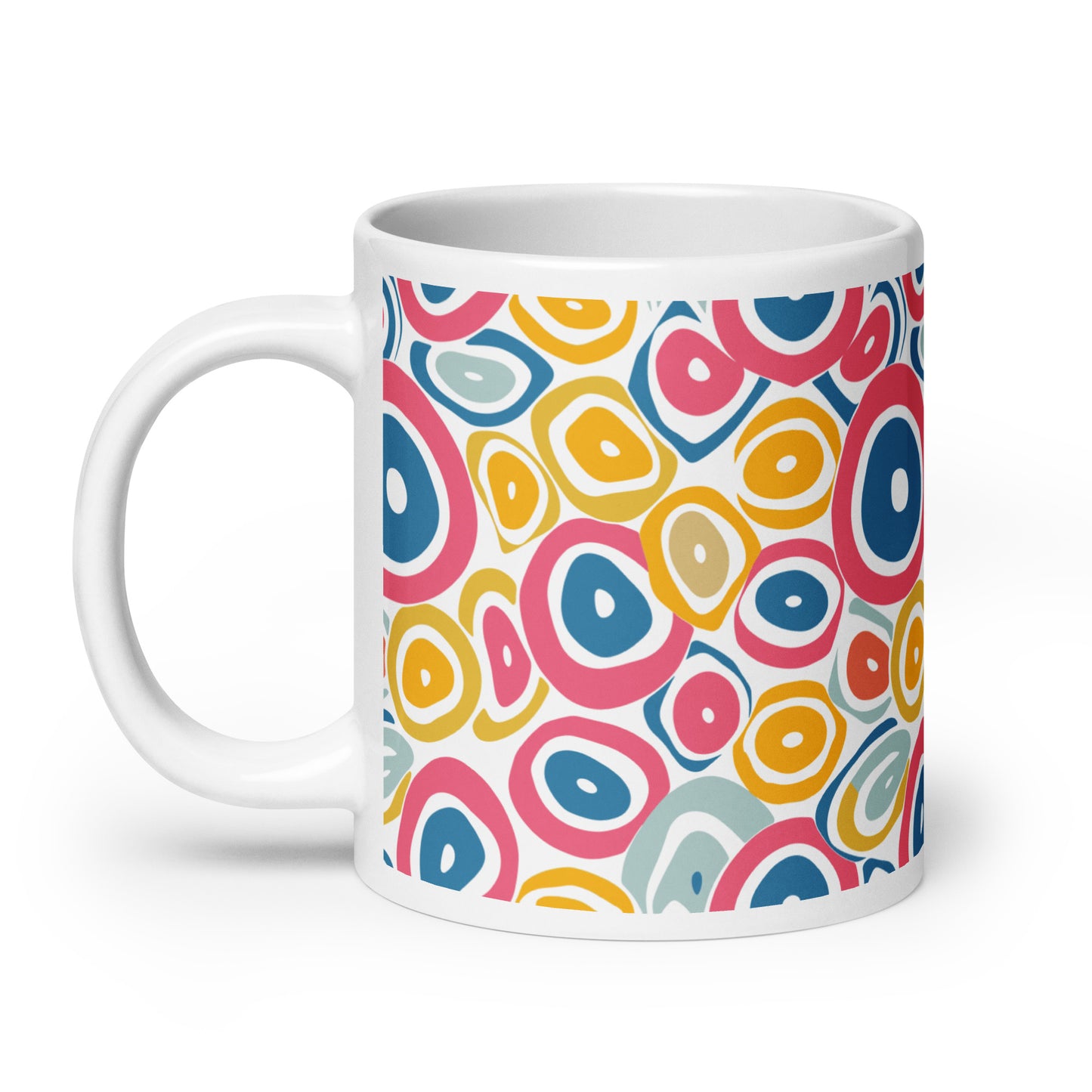 Colorful Hoops Pattern: Embrace the Vibrancy! - White glossy mug