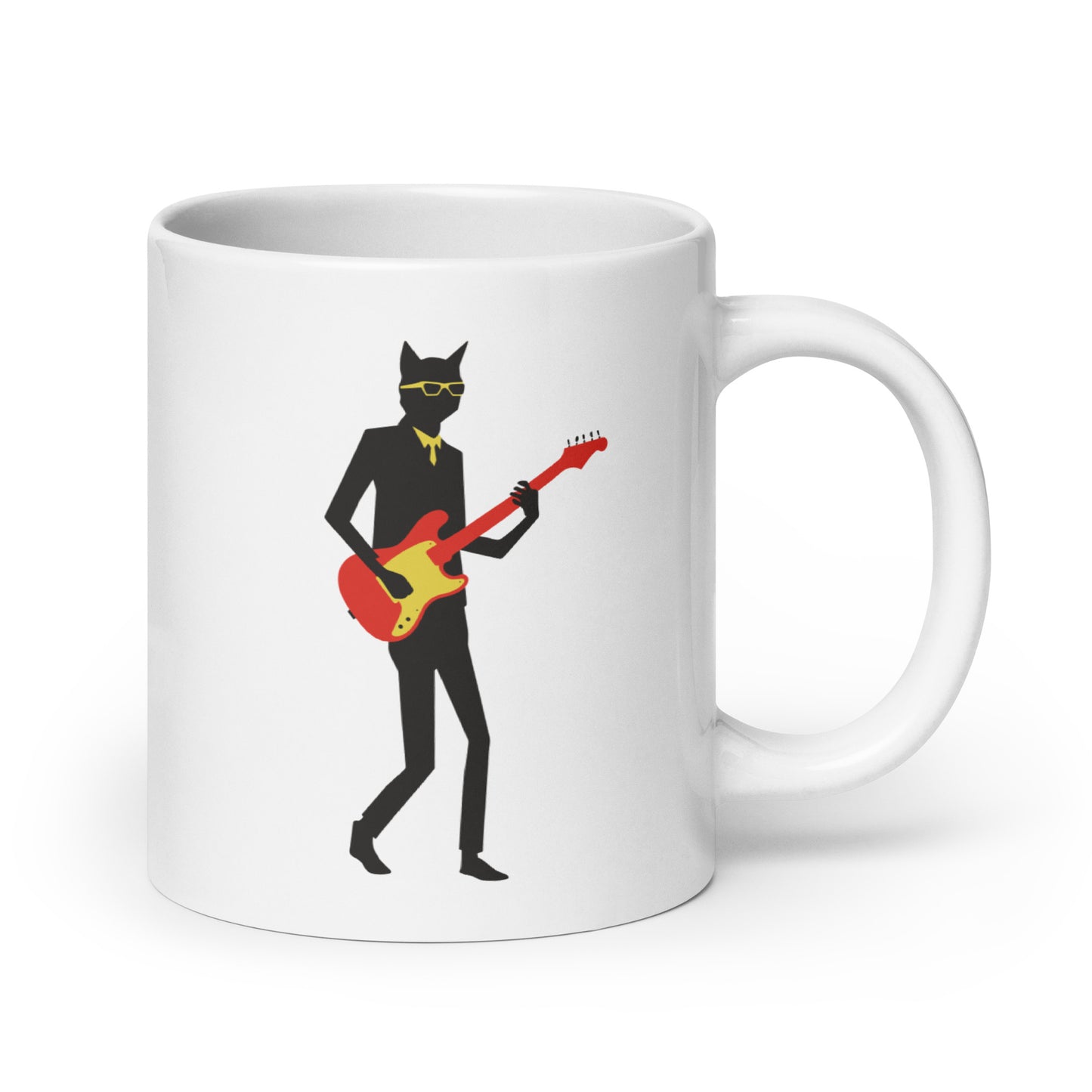 Cat Guitarist,Cool Cat Art, Minimalist Design,music lover, graphic tee, cool mug, mug, gift, gift for him