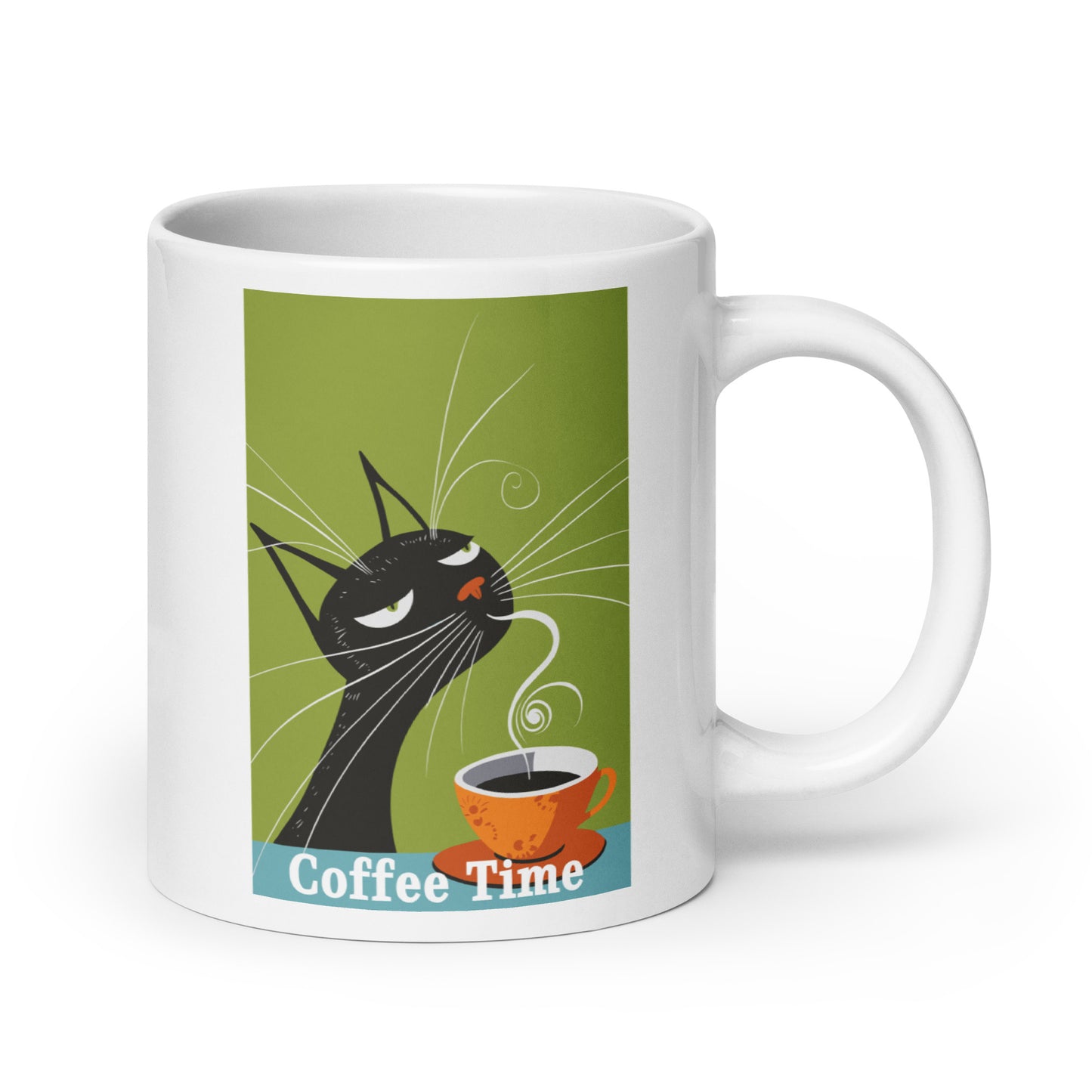 Coffee Time - Cat Coffee - White glossy mug - cat lovers - coffee lovers - gift