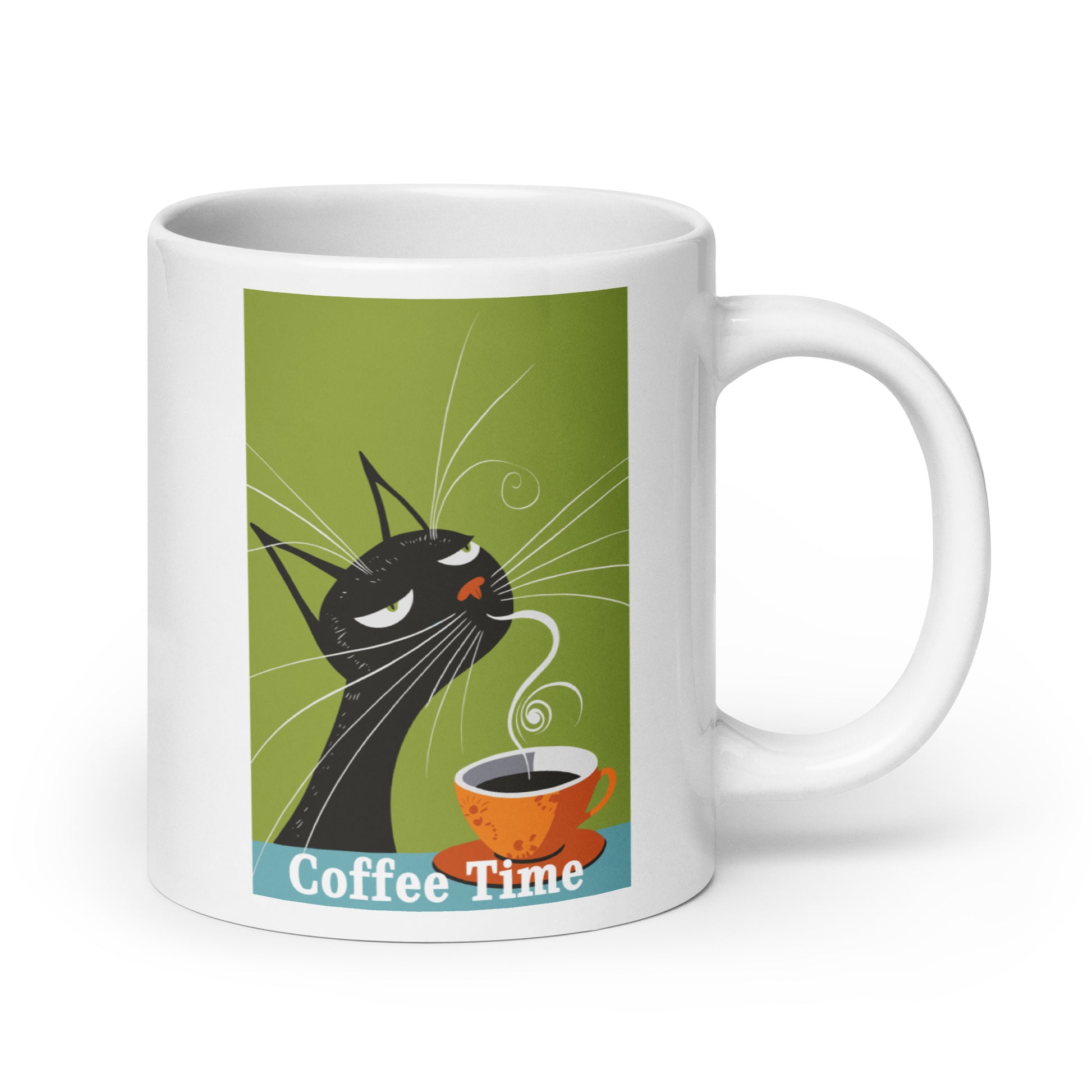 Coffee Time - Cat Coffee - White glossy mug - cat lovers - coffee lovers - gift